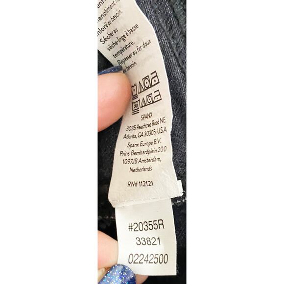 Spanx Women's Wide Leg Stretch Black Jeggings Jeans High Rise Elastic Waist Crop - Picture 10 of 10